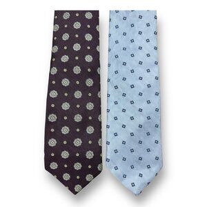 Brooks Brothers Silk Necktie Blue & Purple New With Tags Made In USA Lot Of 2